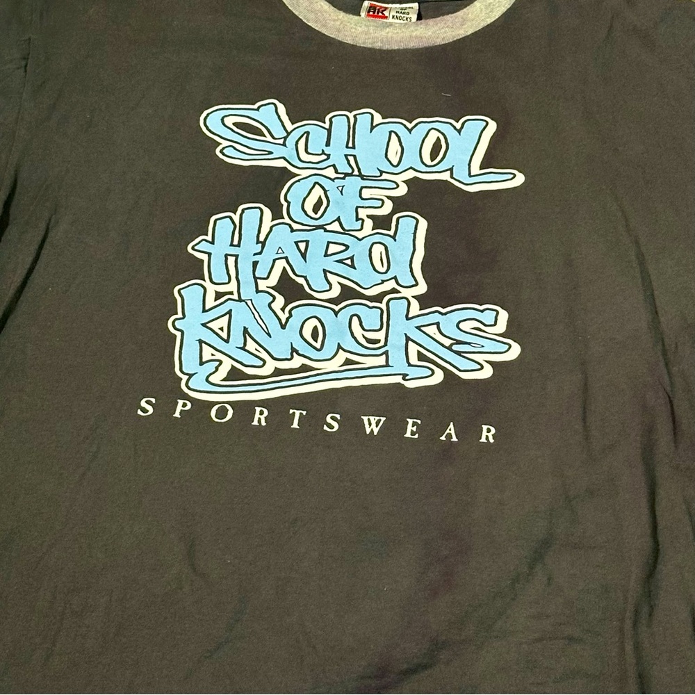 VINTAGE SCHOOL PF HARD KNOCK T-shirts | Official | Navy and Carolina Blue | Size